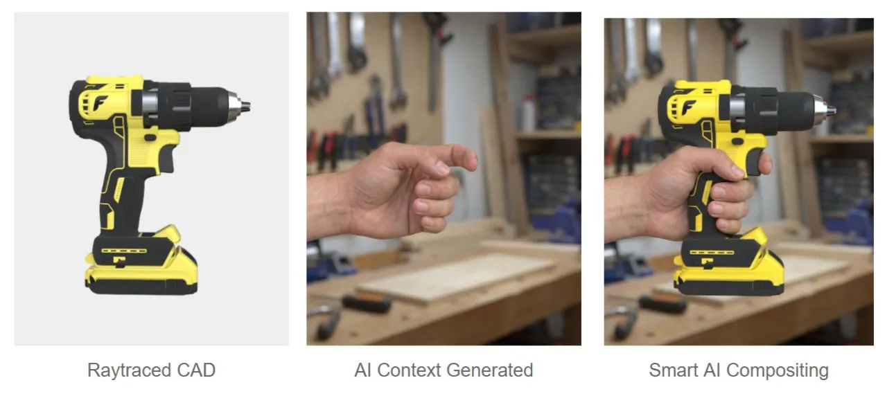AI assisted context generation around a raytraced product