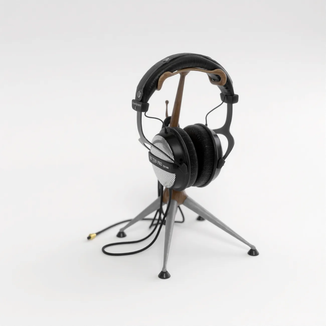 Earphone render with close-up material details